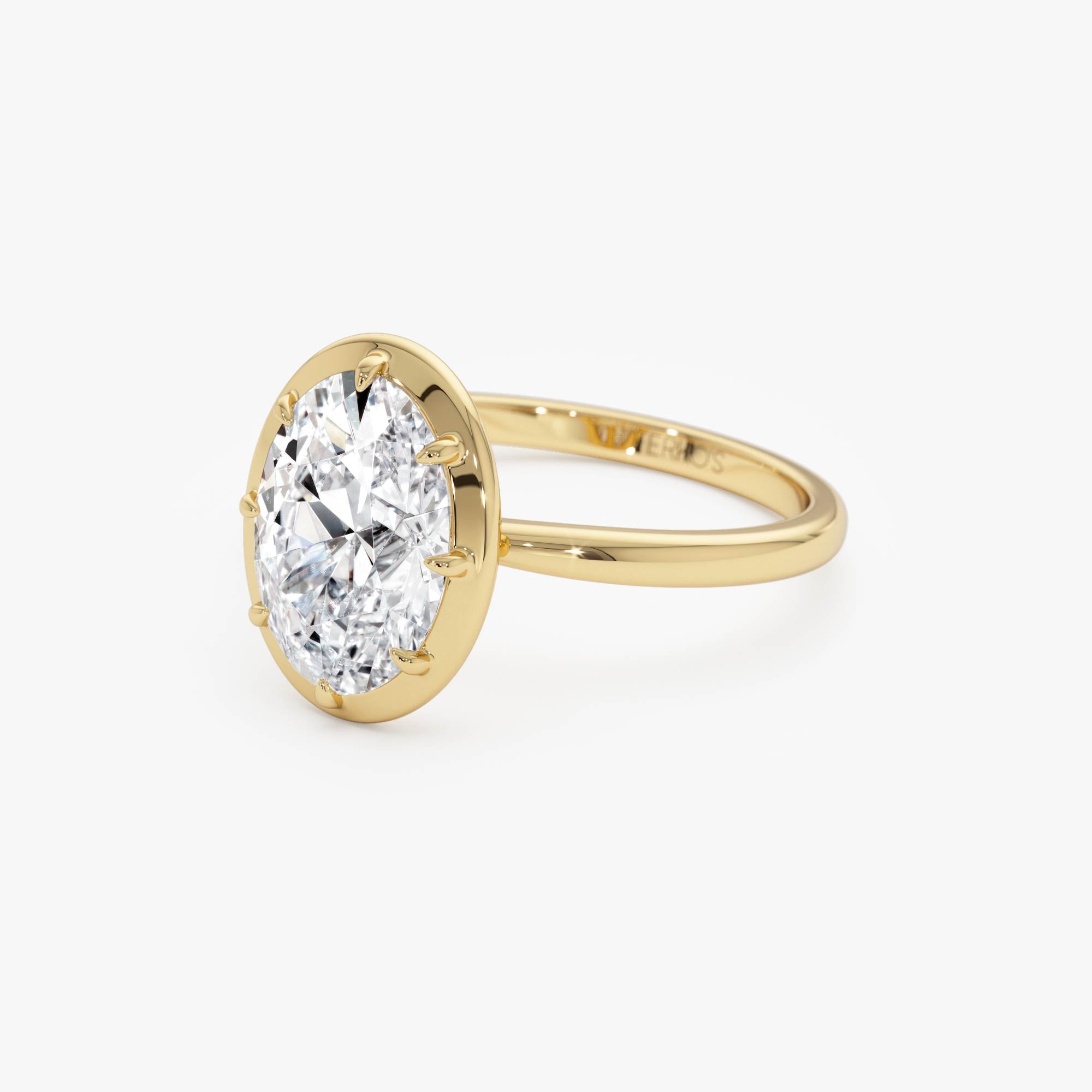 OBFJ0389 - 2.00 Ctw Oval Shape Lab Grown Diamond Claw Prong Engagement Ring - Leta ring in selectable metal and diamond options - Roselle Jewelry view 7