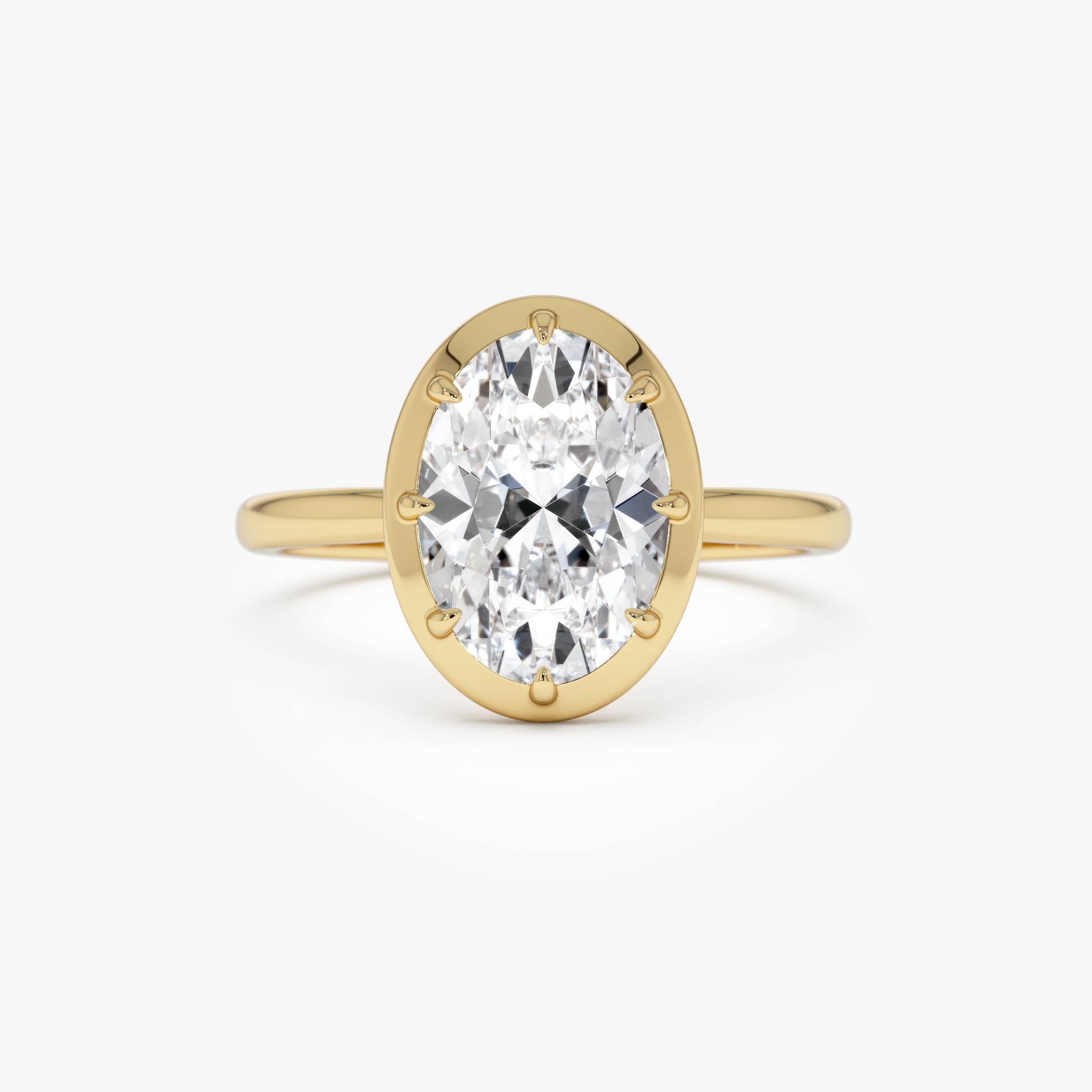 OBFJ0389 - 2.00 Ctw Oval Shape Lab Grown Diamond Claw Prong Engagement Ring - Leta ring in selectable metal and diamond options - Roselle Jewelry view 1