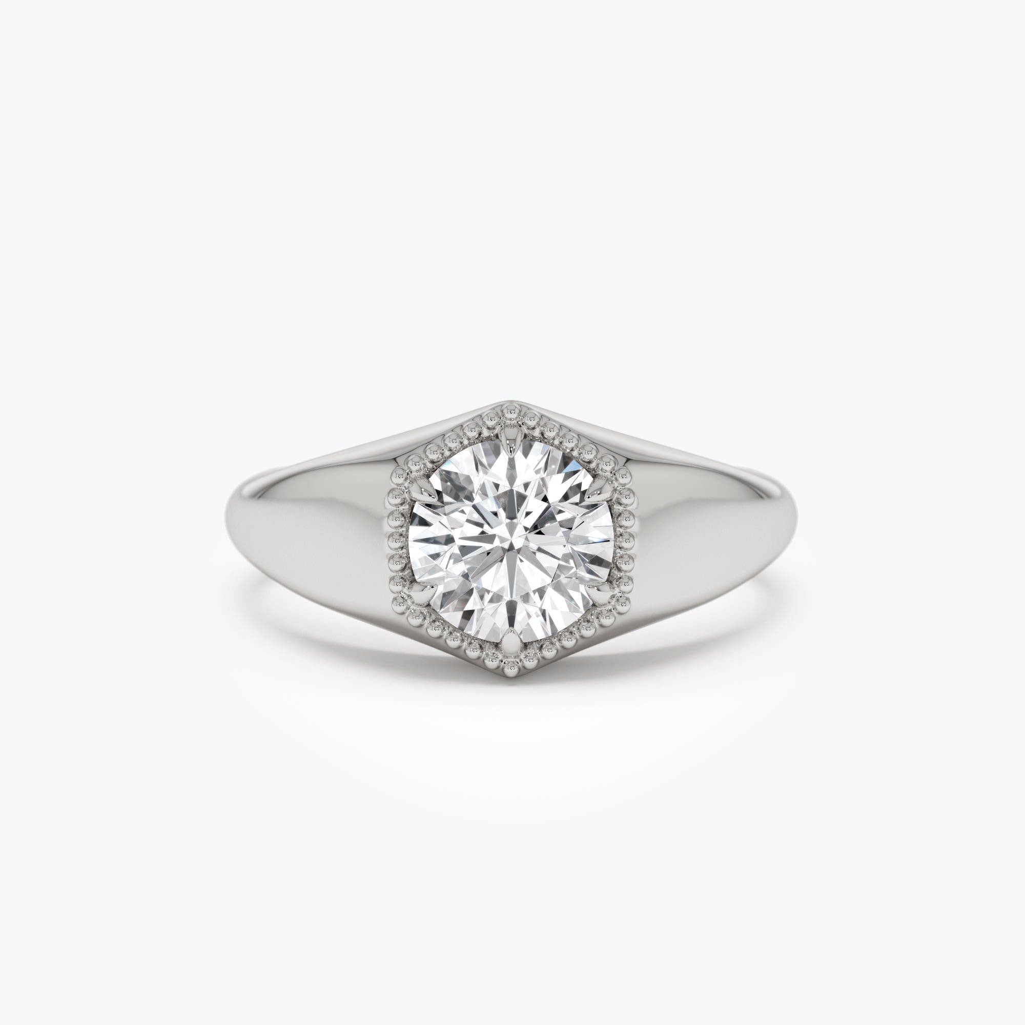 OBFJ0388 - 0.75 Ctw 14k  Lab Grown Diamond Hexagon Signet Ring - Maia 8