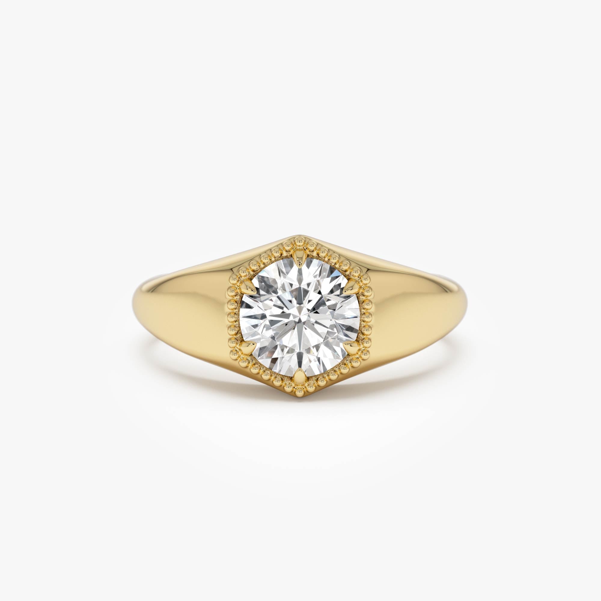 OBFJ0388 - 0.75 Ctw 14k  Lab Grown Diamond Hexagon Signet Ring - Maia 1