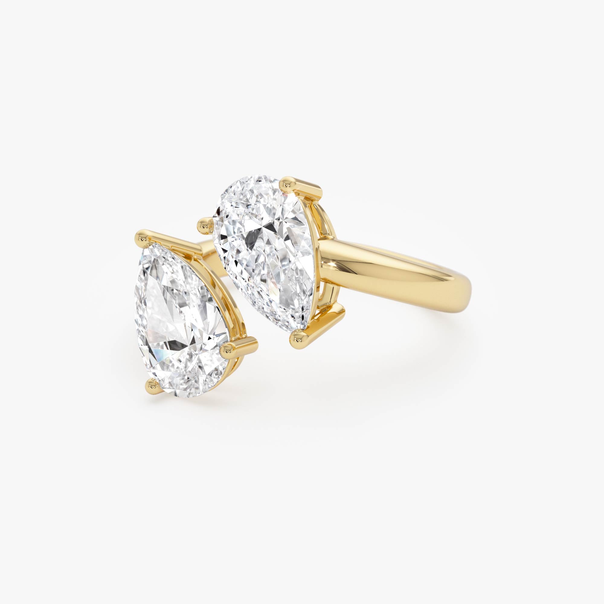 OBFJ0408 - 3.05ctw 14k Pear Shaped Lab Grown Diamond Toi et Moi Ring - Zora 7
