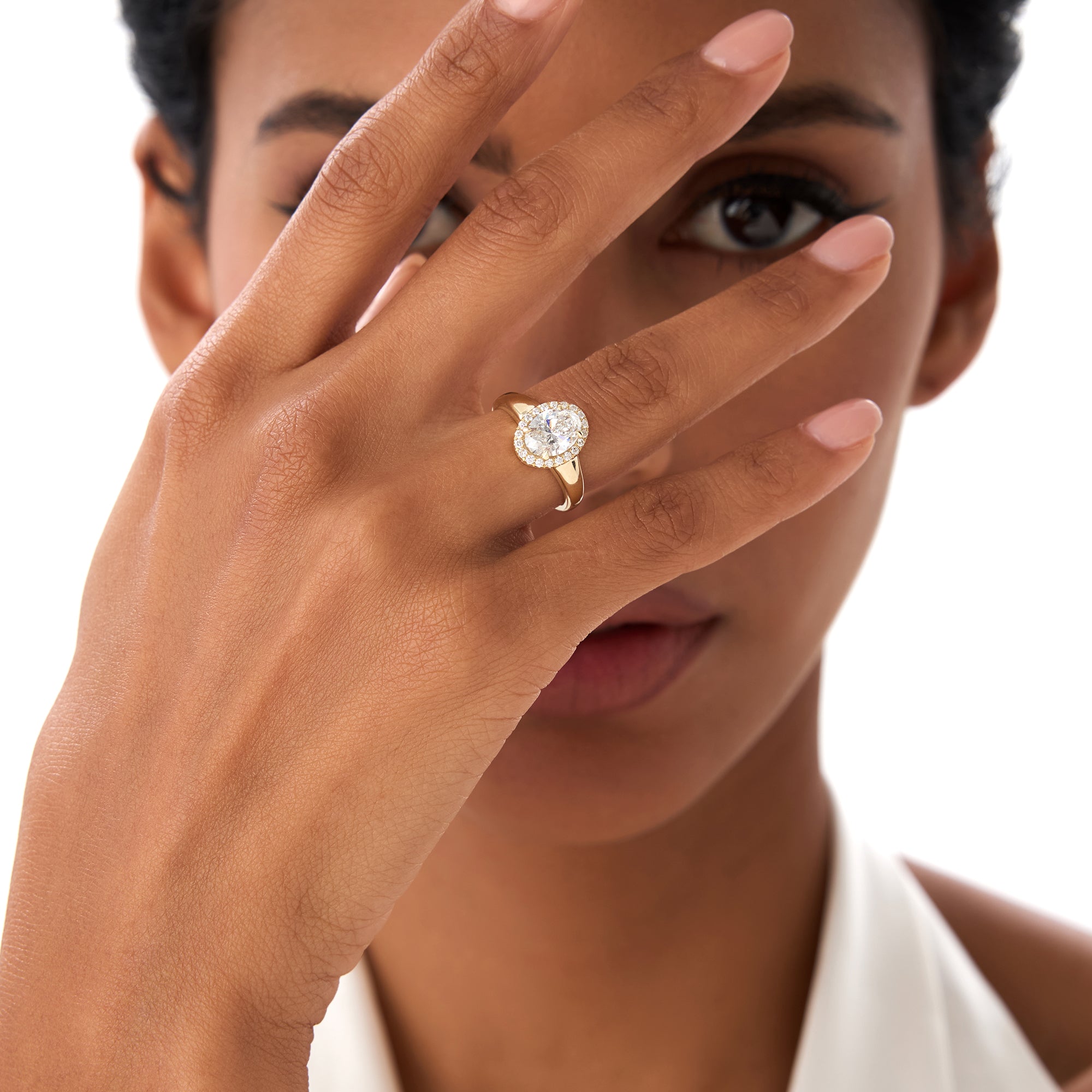 OBFJ0352 - 1.85 Ctw 14k Oval Shape Lab Grown Diamond Halo Engagement Ring - Leta 5