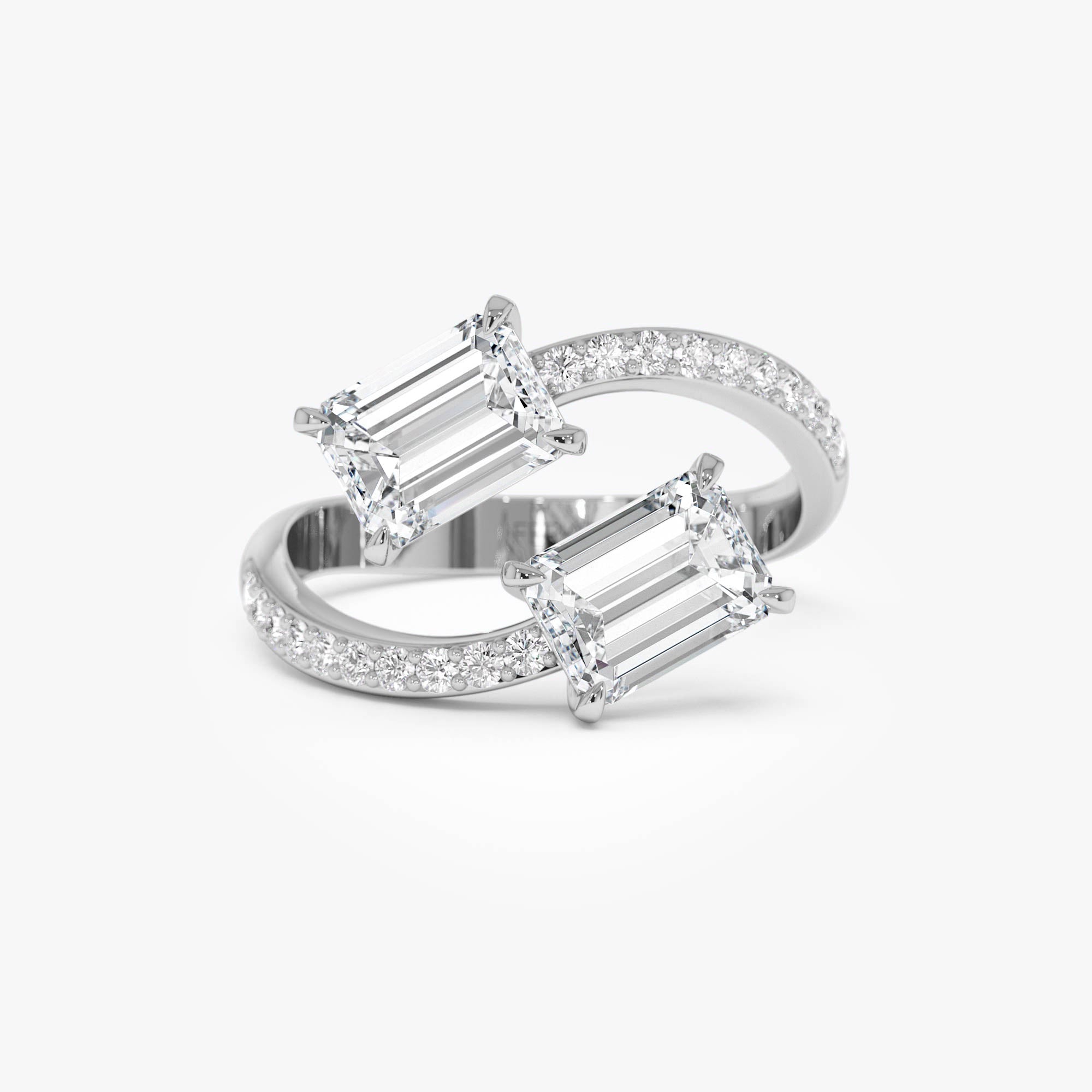 OBFJ0360 - 2.25 Ctw 14k Lab Grown Emerald Cut and Diamond Bypass Ring - Agape 4