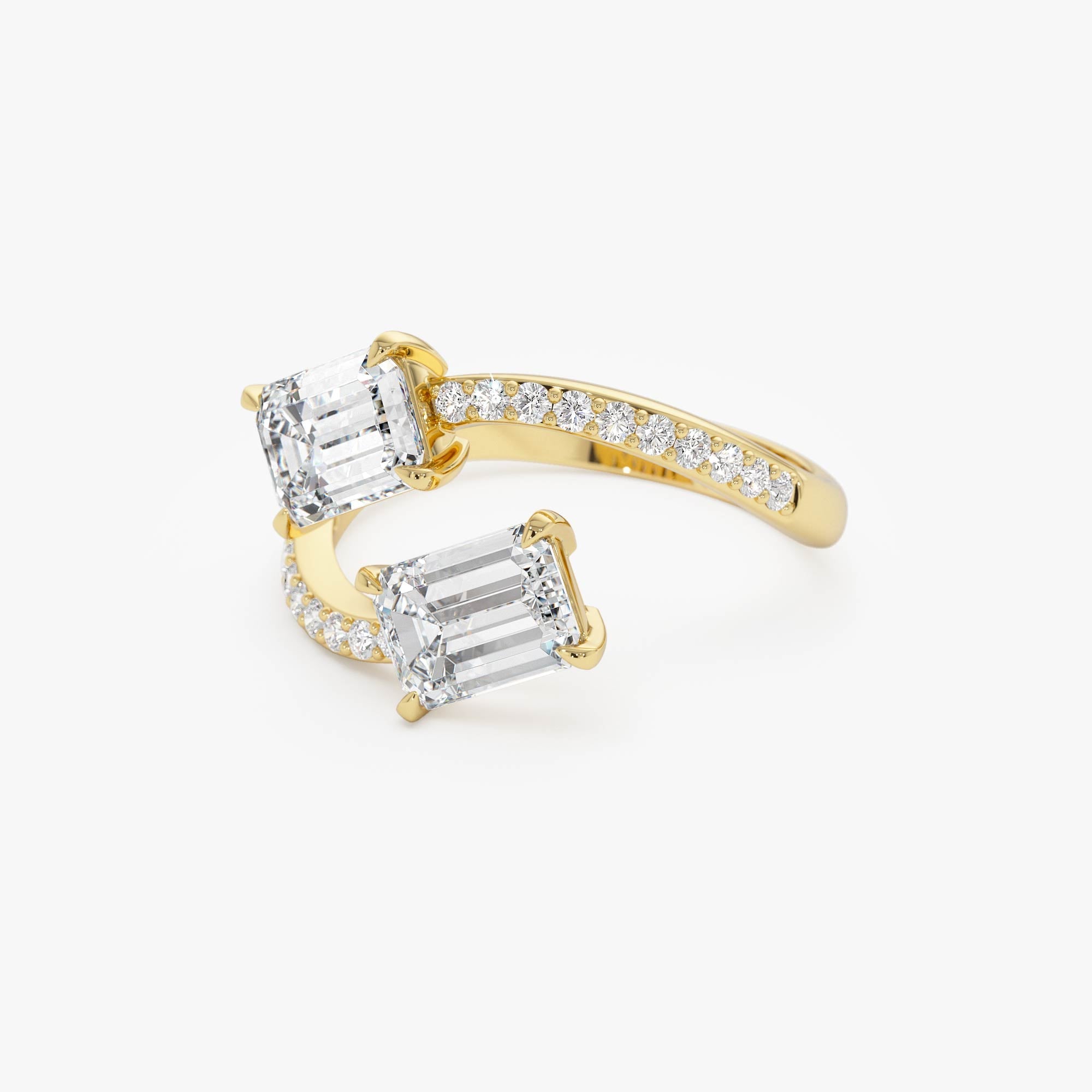 OBFJ0360 - 2.25 Ctw 14k Lab Grown Emerald Cut and Diamond Bypass Ring - Agape 5
