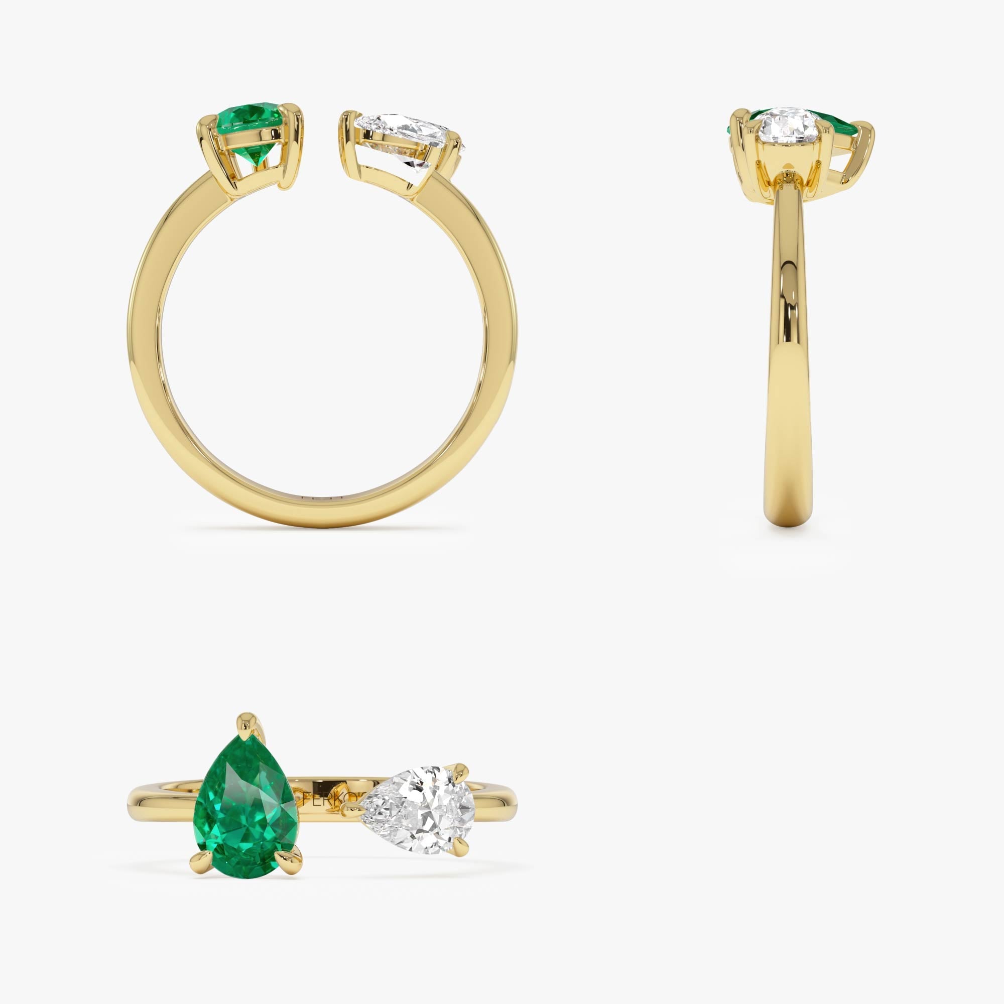 OBFJ0380 - 0.66 Ctw Lab Grown Diamond and Emerald Toi et Moi Ring - Evita 8