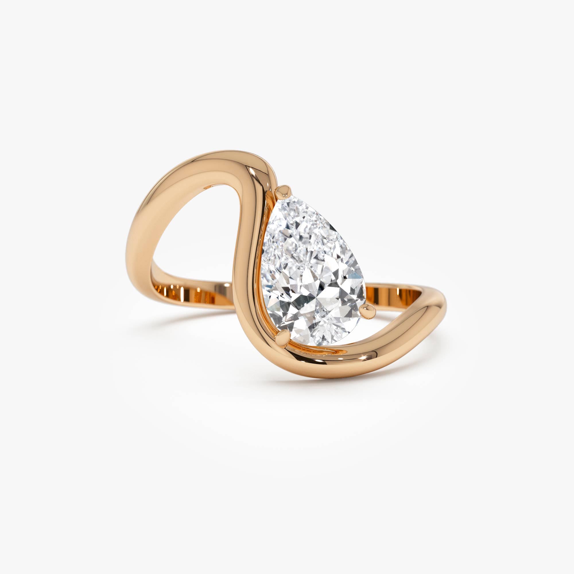 OBFJ0299 - 1 CTW Pear Shape Lab Grown Diamond Ring - Bona ring in selectable metal and diamond options - Roselle Jewelry view 5