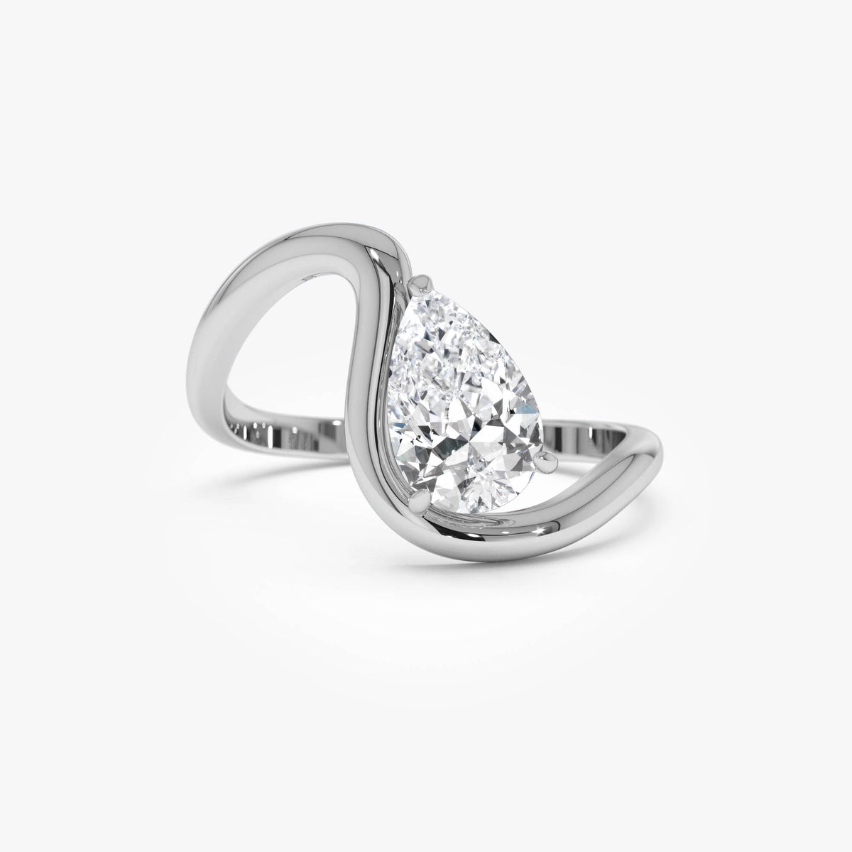 OBFJ0299 - 1 CTW Pear Shape Lab Grown Diamond Ring - Bona ring in selectable metal and diamond options - Roselle Jewelry view 6