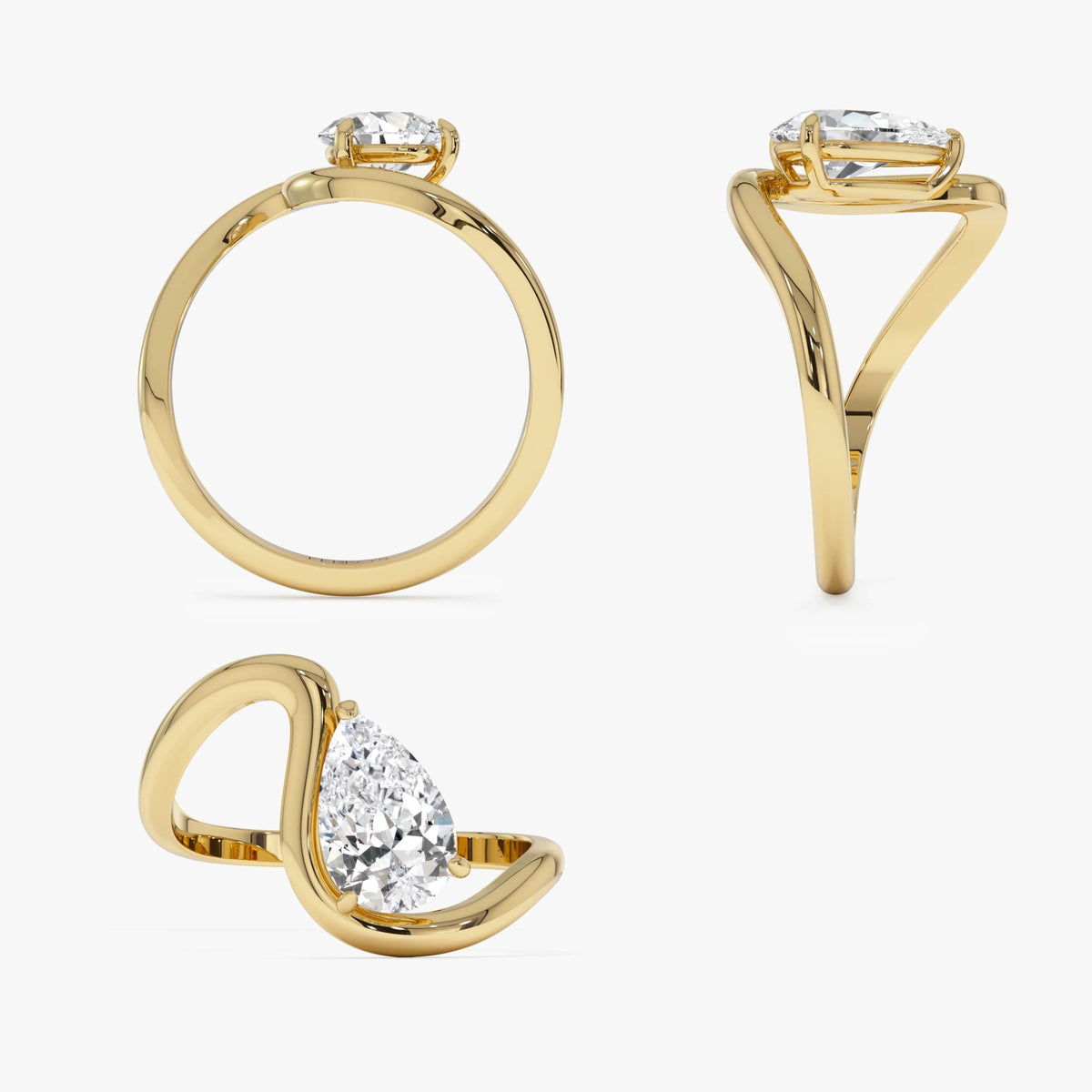OBFJ0299 - 1 CTW Pear Shape Lab Grown Diamond Ring - Bona ring in selectable metal and diamond options - Roselle Jewelry view 8