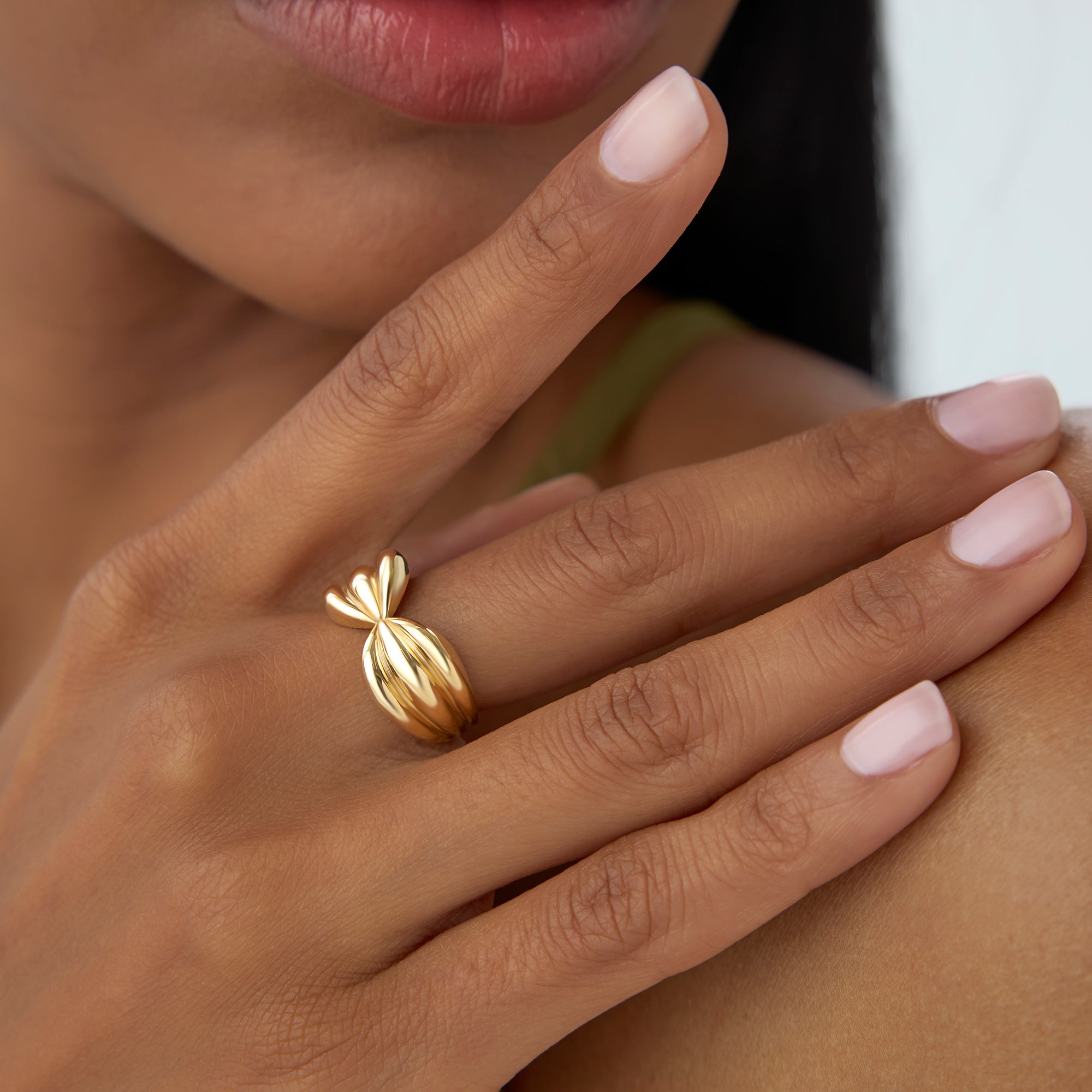 OBFJ0922 - 14Kt Bold 10mm Sculpted Dome Ring 4
