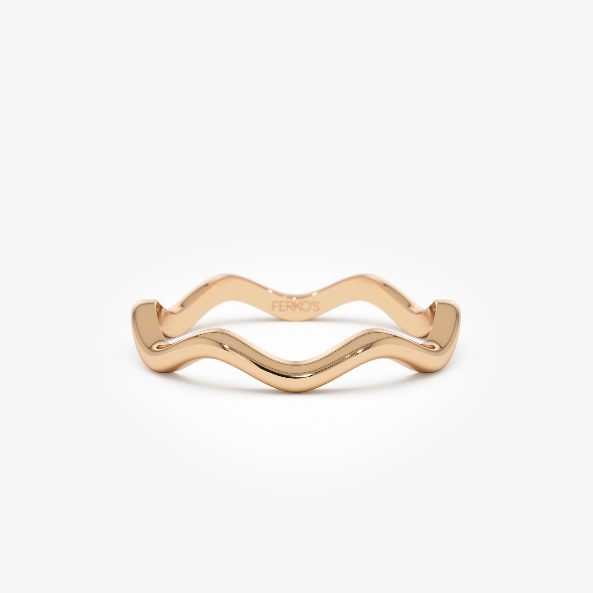 OBFJ0734 - 14k Gold Minimalist Wave Ring 3