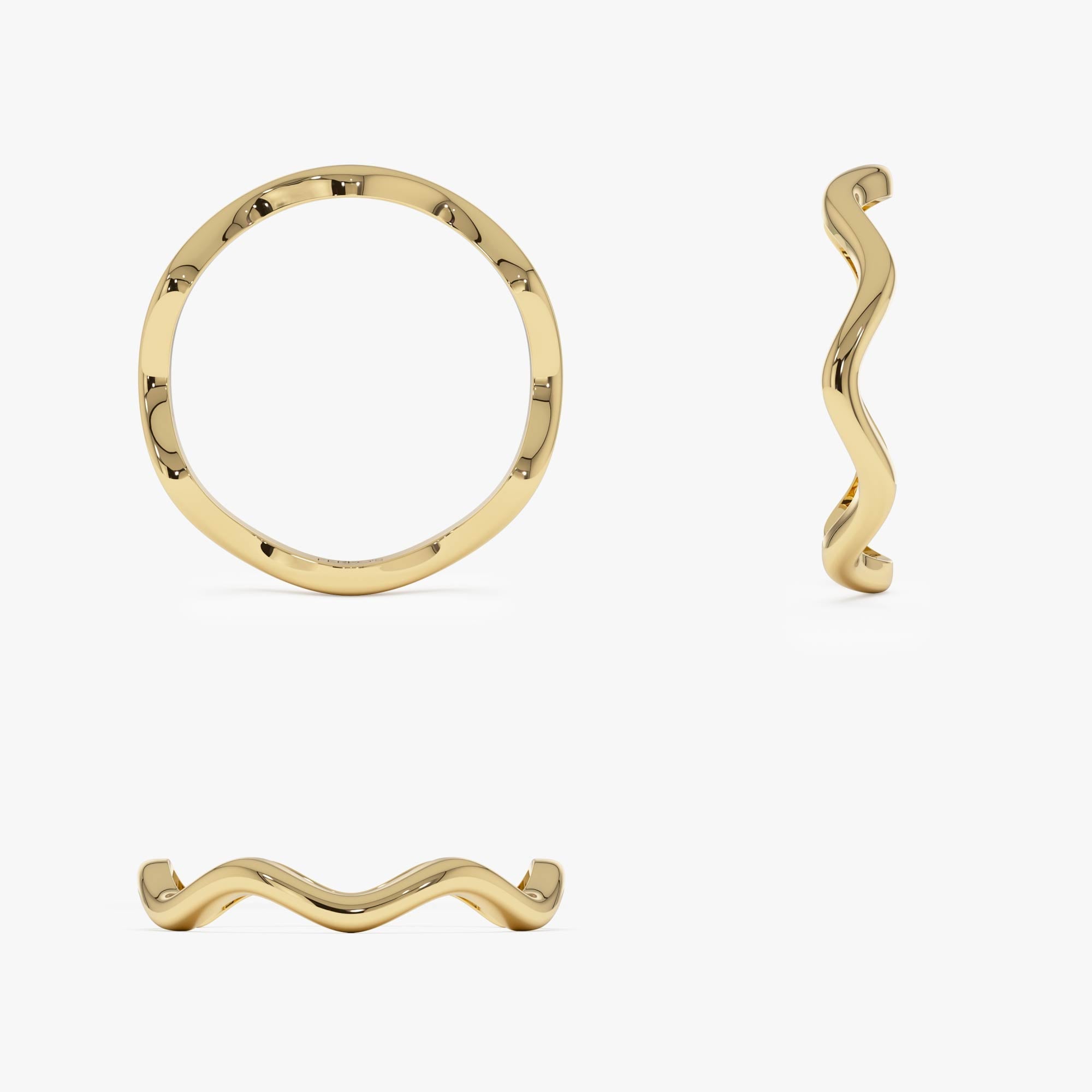 OBFJ0734 - 14k Gold Minimalist Wave Ring 8