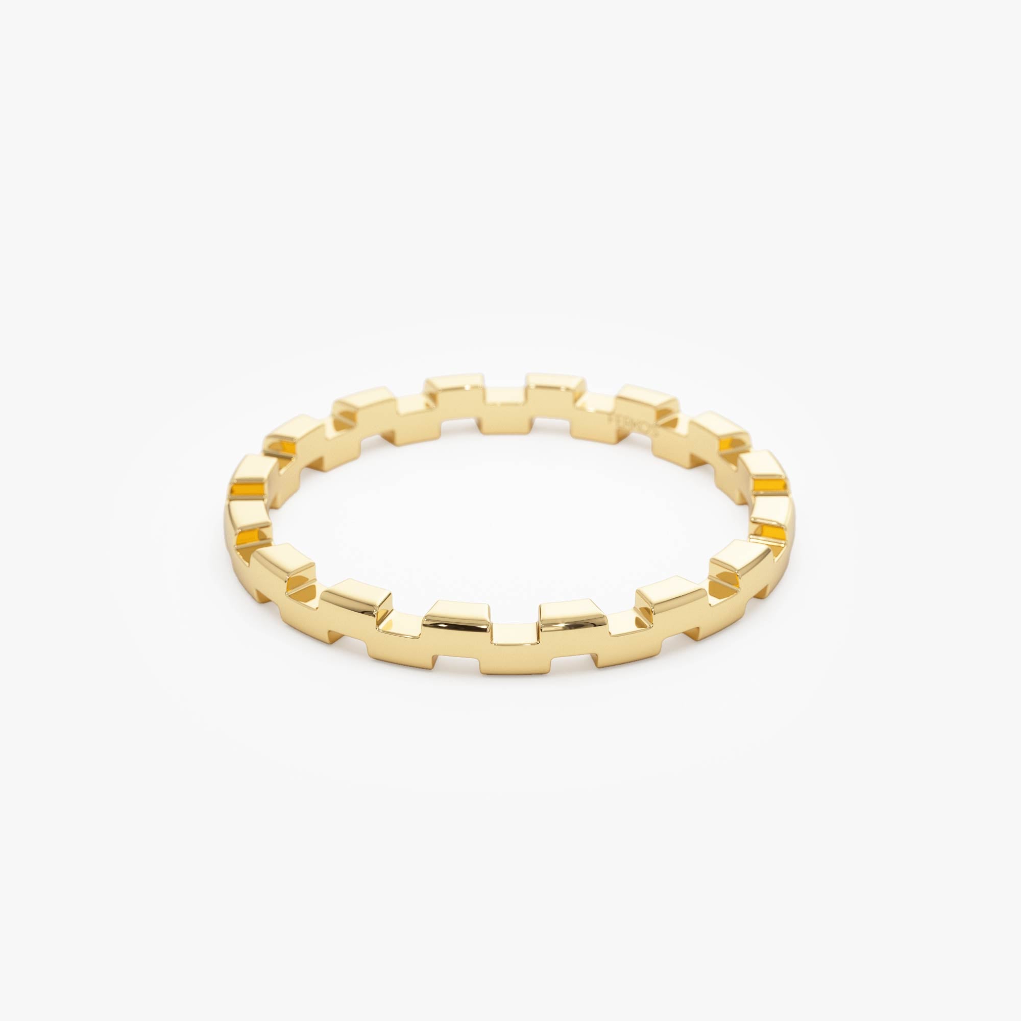 OBFJ0733 - 14k Gold Stackable Link Ring 8