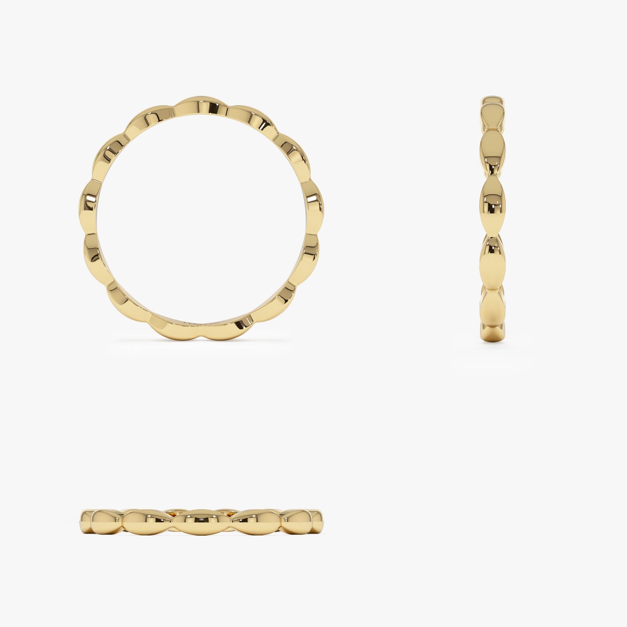 OBFJ0732 - 14k Plain Gold Minimalist Marquise Shape Ring 9