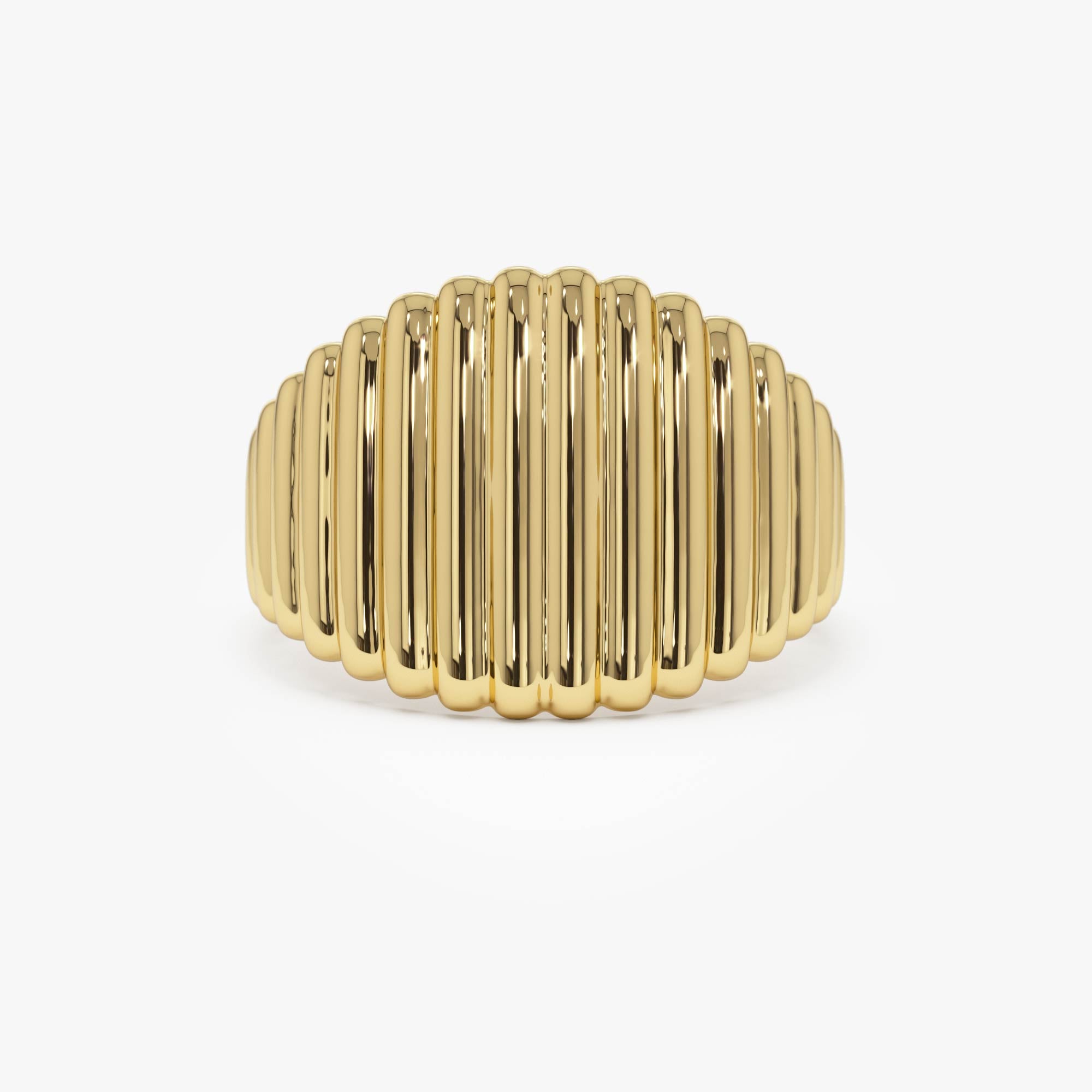 OBFJ0727 - 14k Gold Tapered Ribbed Statement Band 1