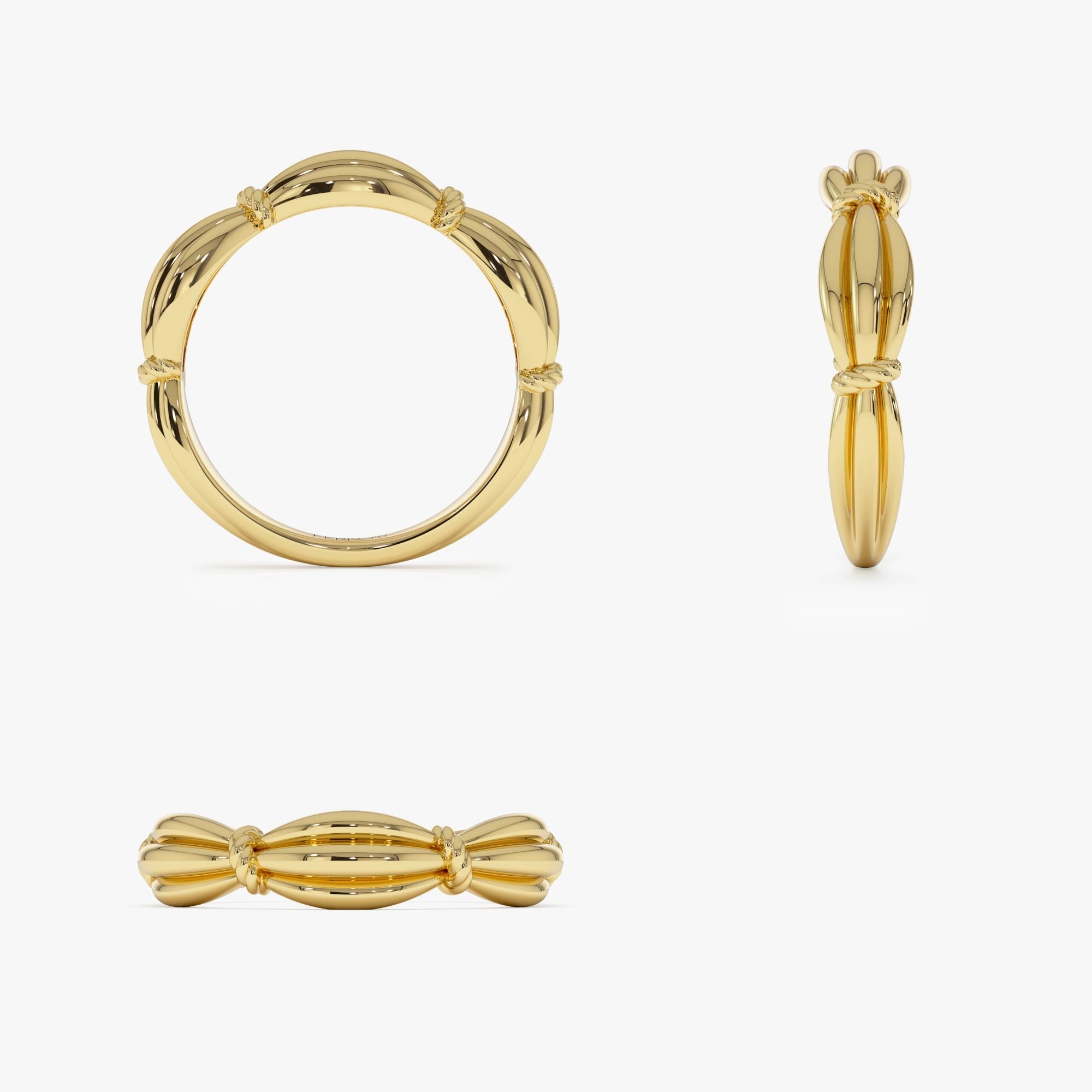 OBFJ0720 - 14k Gold Textured Knot Ring 10