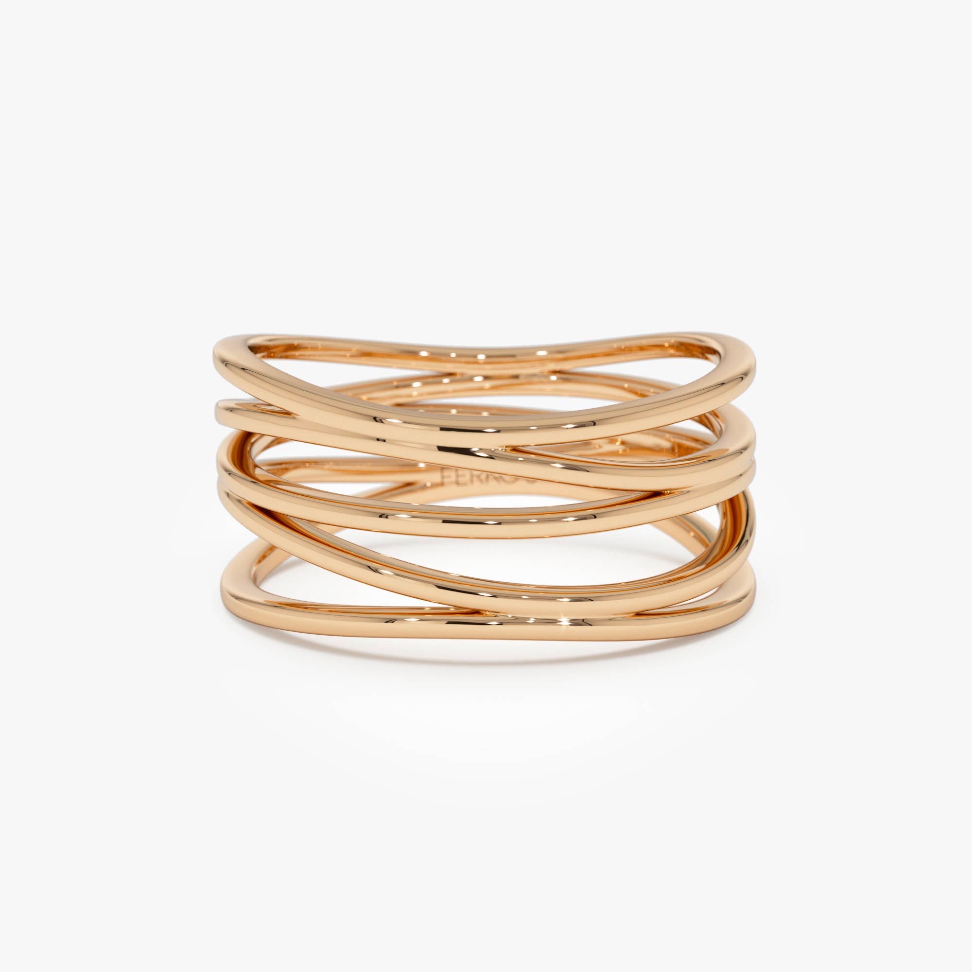 OBFJ0527 - 14k Multi-Intertwine Band Crossover Statement Ring 9