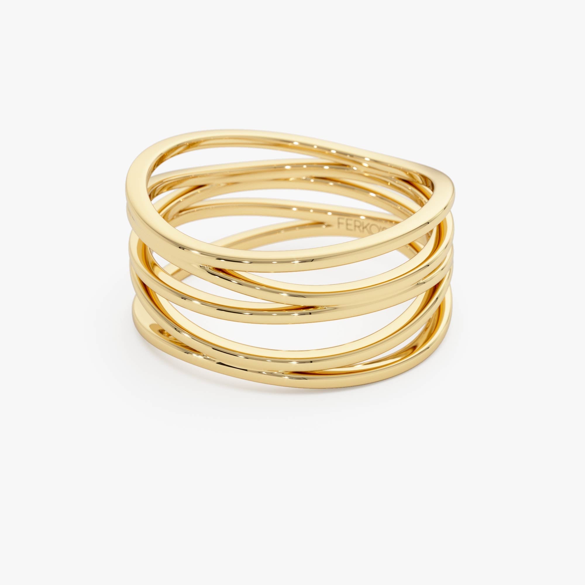 OBFJ0527 - 14k Multi-Intertwine Band Crossover Statement Ring 4