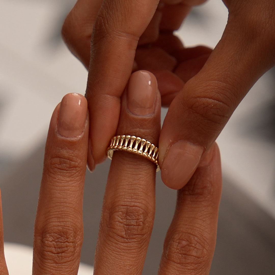 OBFJ0525 - 14K Sculptural Wide Band Ring 3