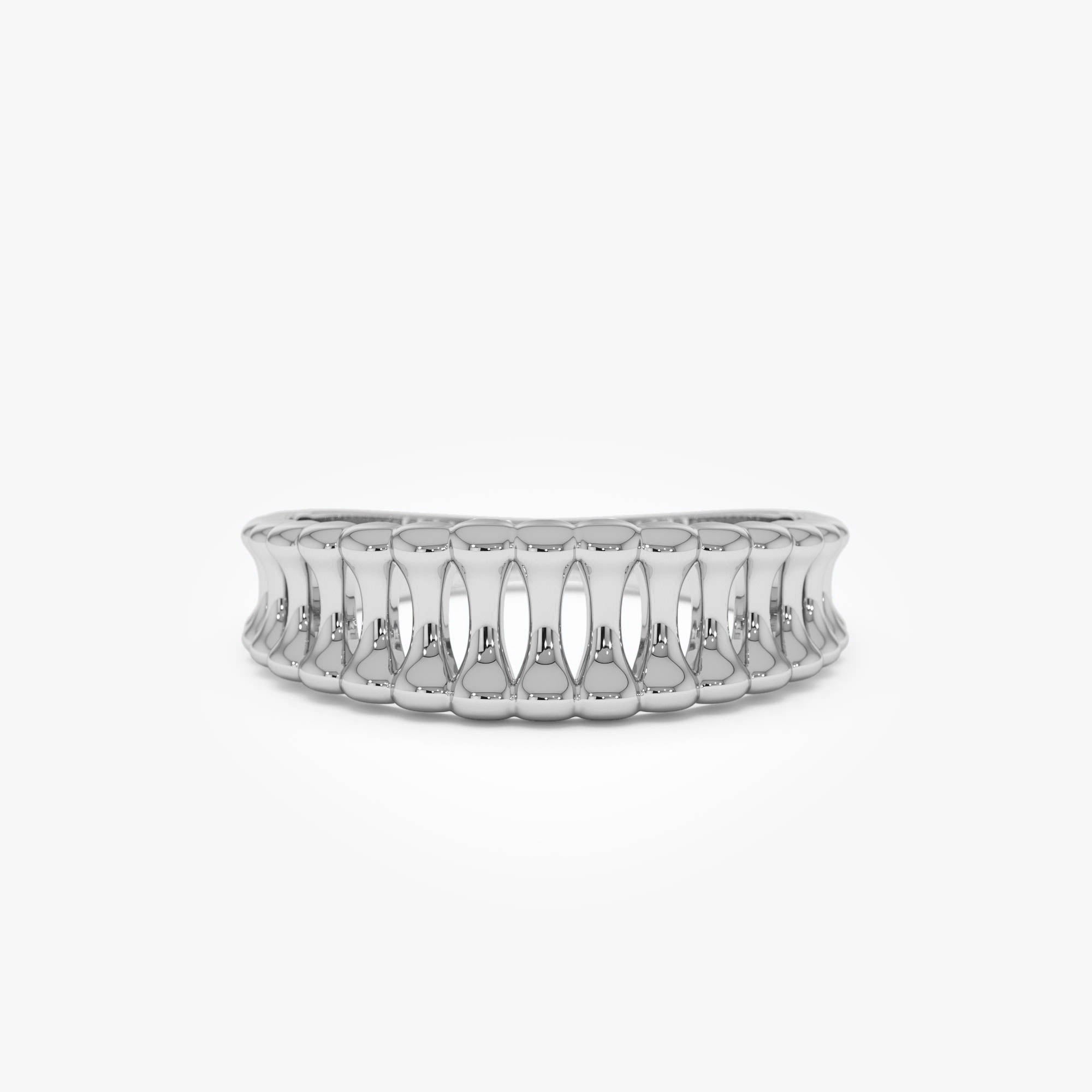 OBFJ0525 - 14K Sculptural Wide Band Ring 8