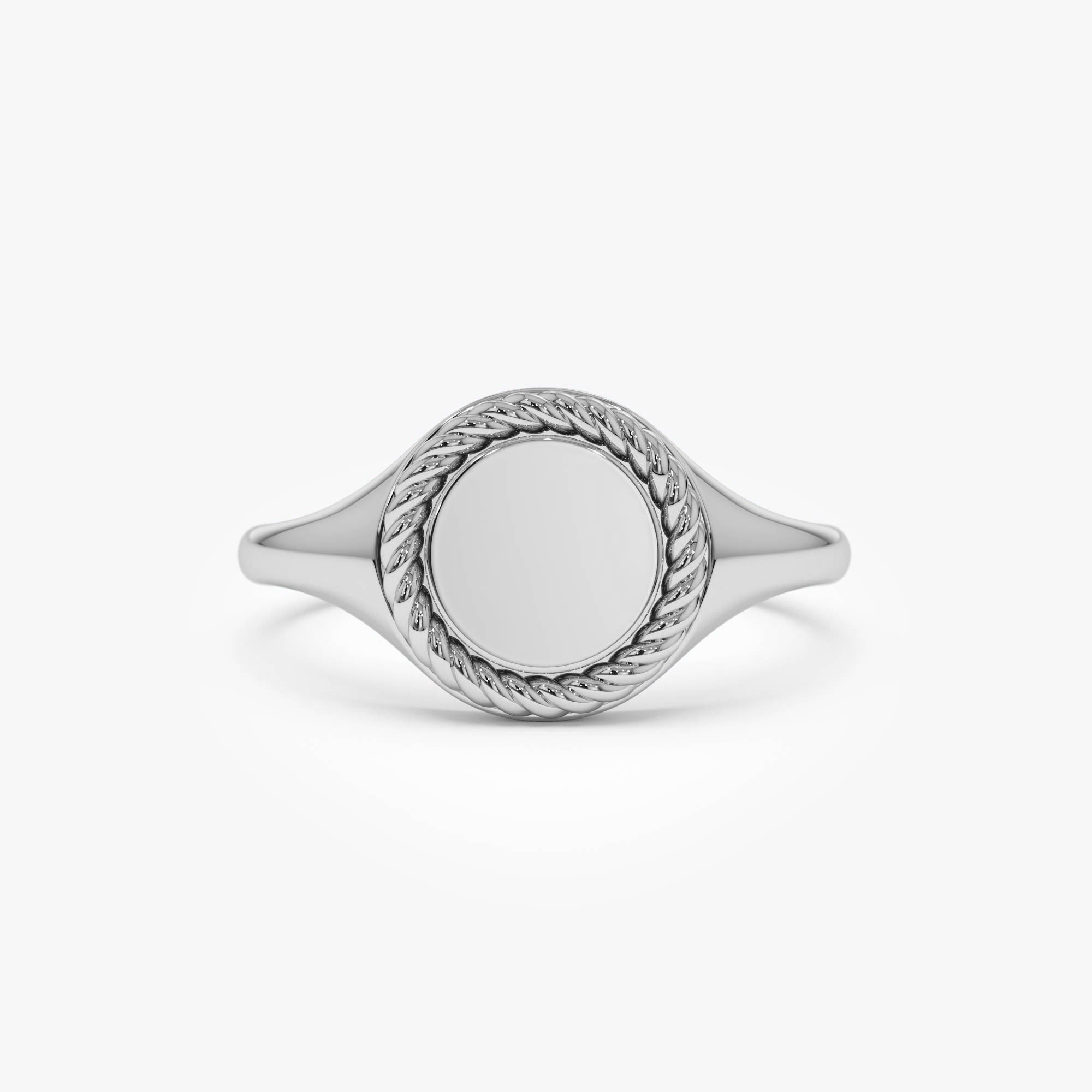 OBFJ0516 - 14K Rope Border Oval Signet Ring 8