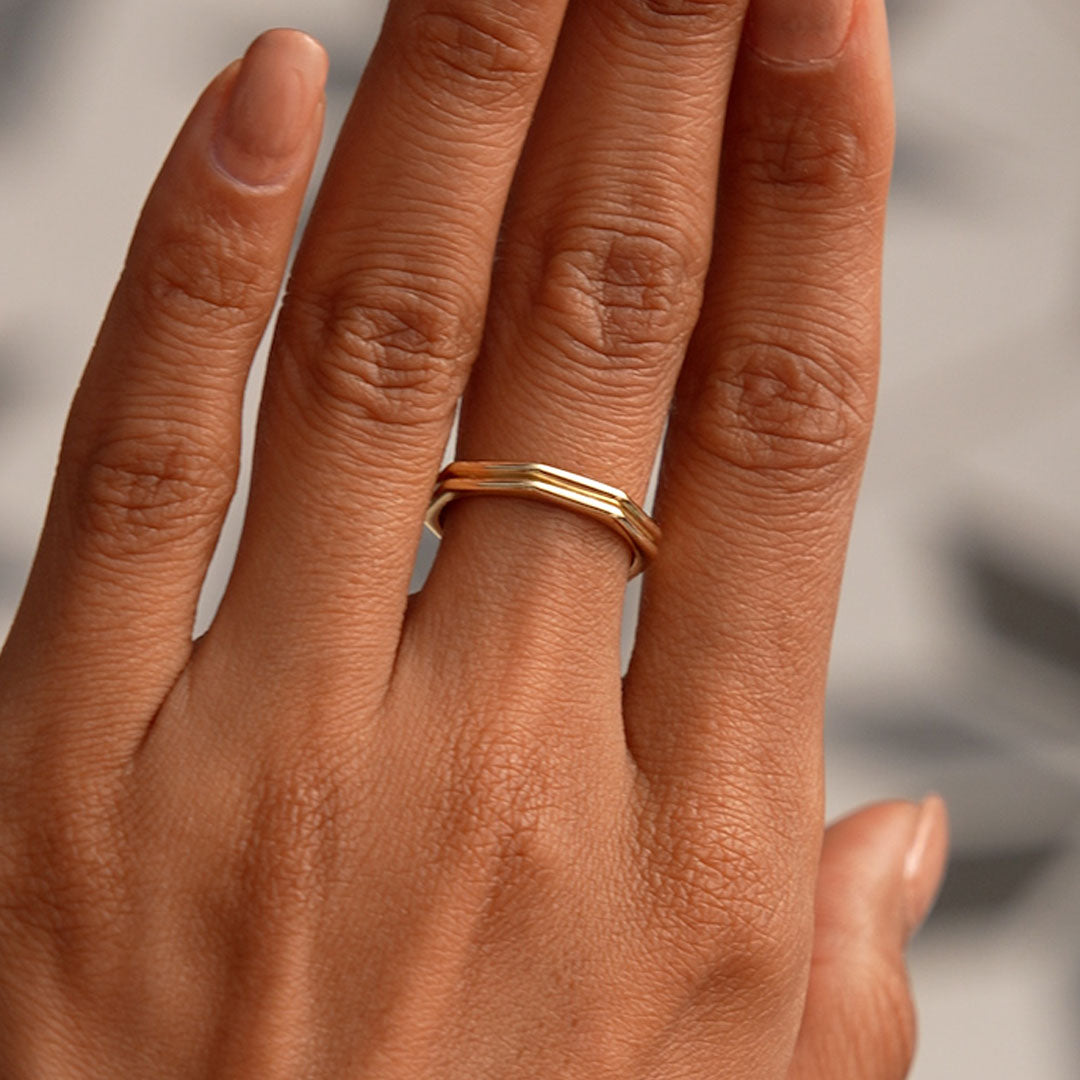 OBFJ0512 - 14K Octagon Double Band Ring 5