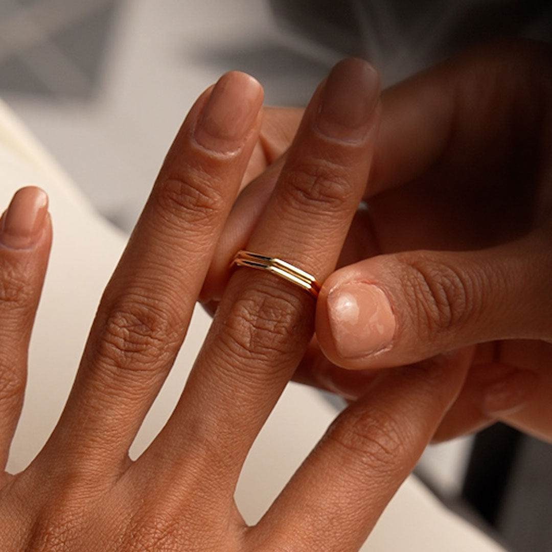 OBFJ0512 - 14K Octagon Double Band Ring 6