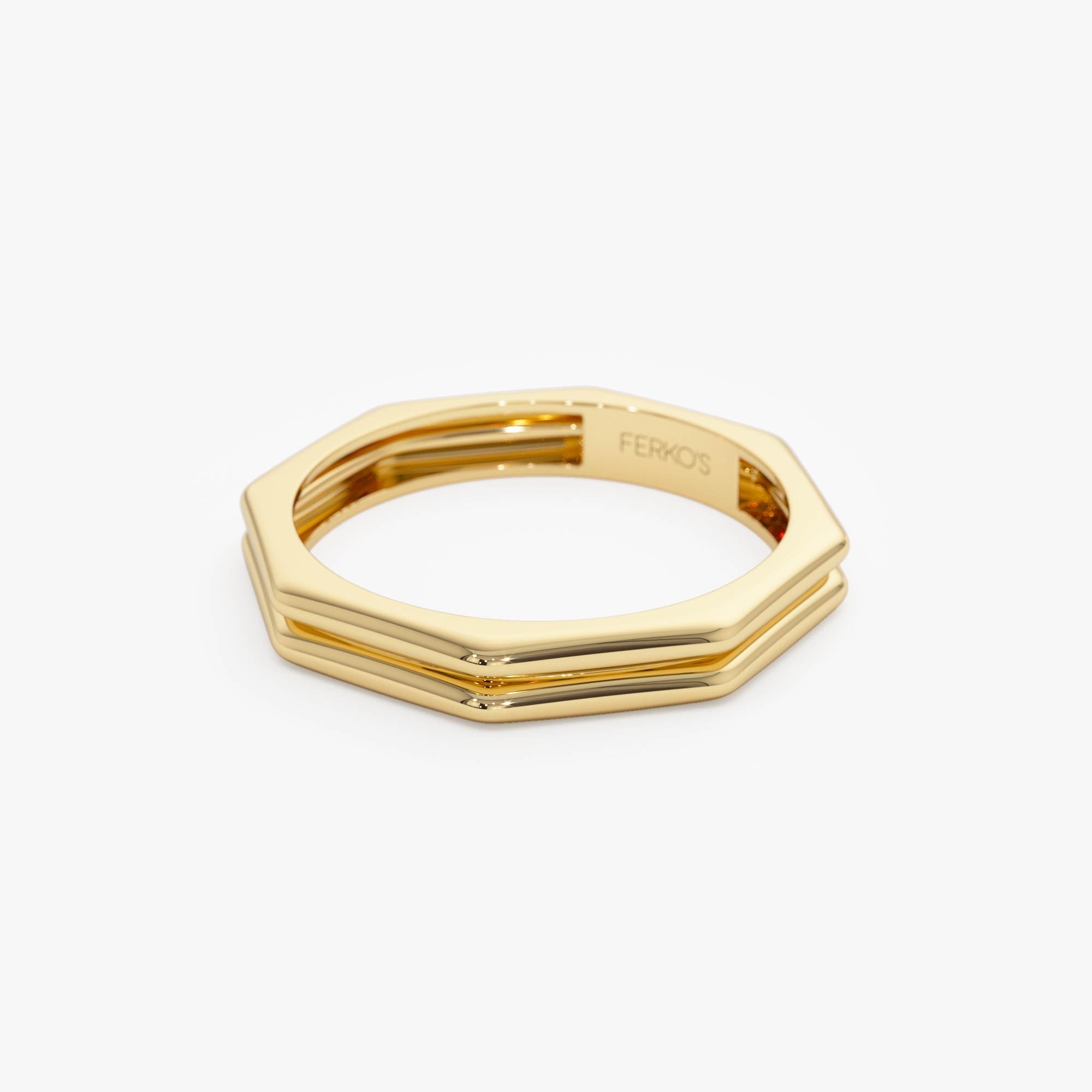 OBFJ0512 - 14K Octagon Double Band Ring 10