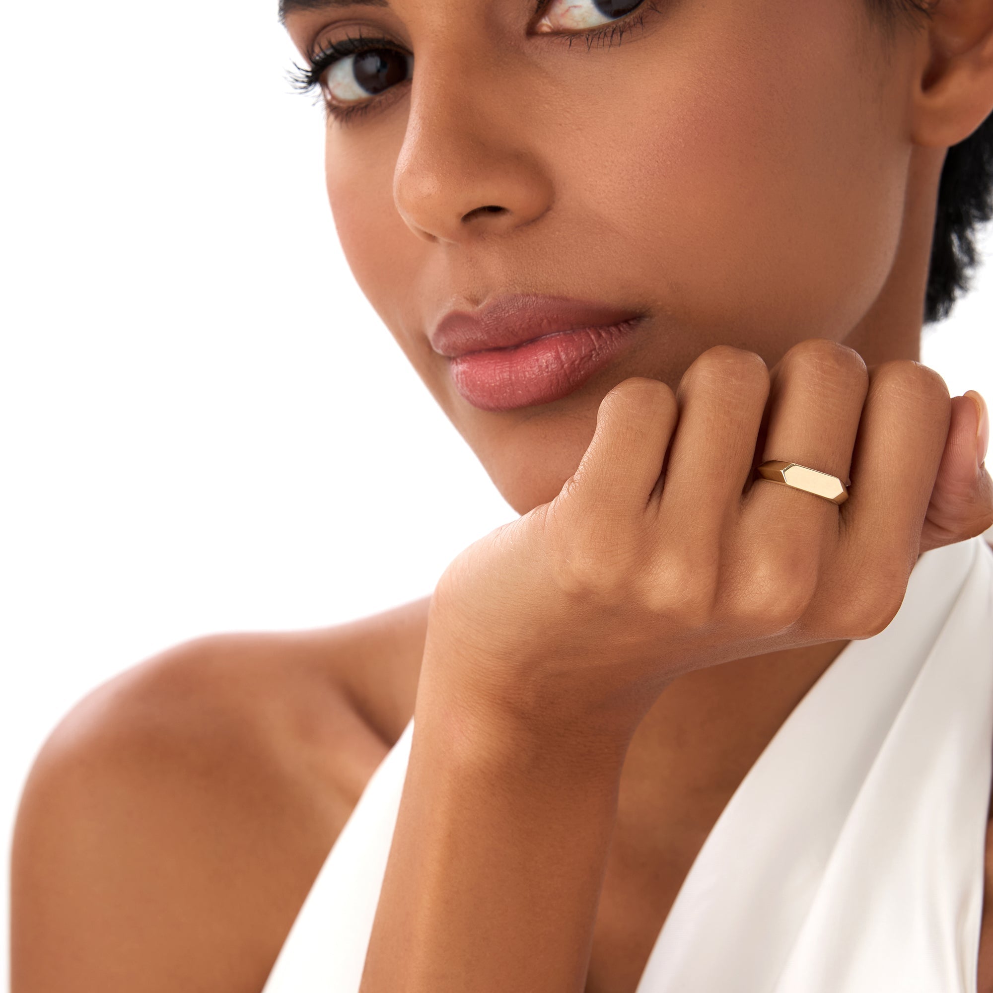 OBFJ0430 - Geometric Band ring in selectable metal and diamond options - Roselle Jewelry view 2