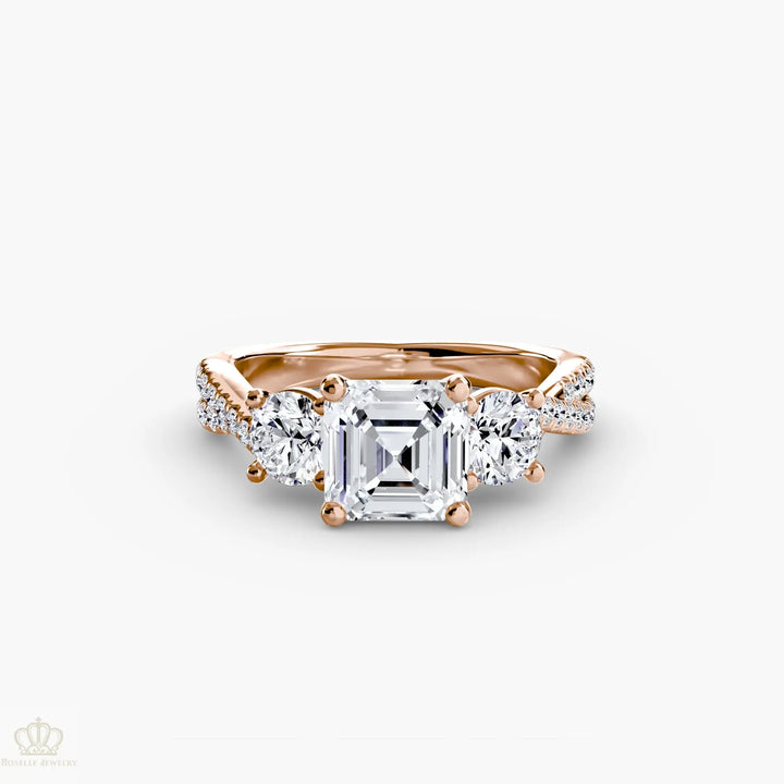 Three-Stone with Pavé Band 2 Roselle Jewelry