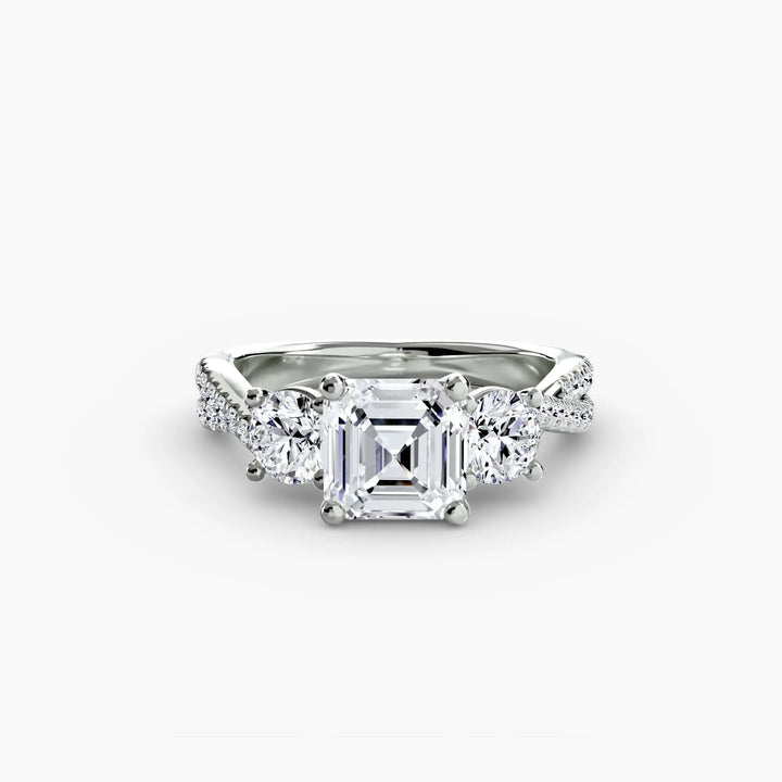 Three-Stone with Pavé Band 2 Roselle Jewelry