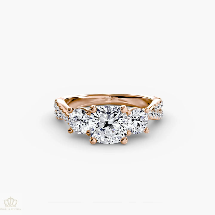 Three-Stone with Pavé Band 2 Roselle Jewelry
