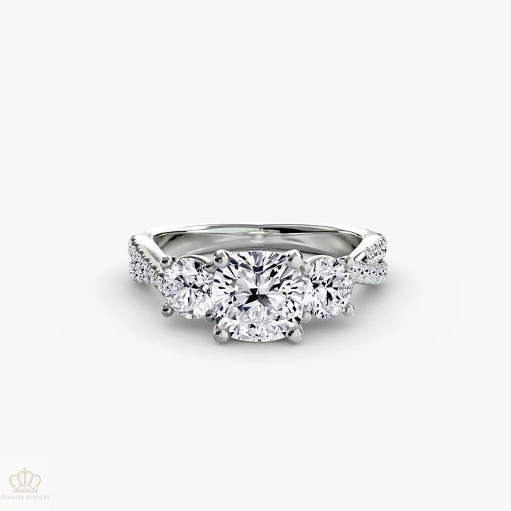 Three-Stone with Pavé Band 2 Roselle Jewelry