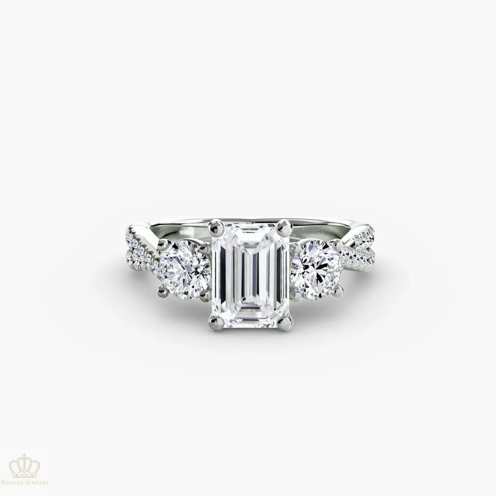 Three-Stone with Pavé Band 2 Roselle Jewelry