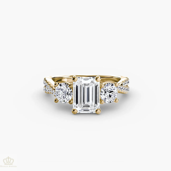 Three-Stone with Pavé Band 2 Roselle Jewelry
