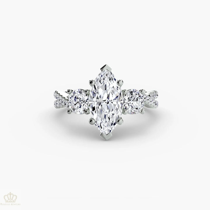 Three-Stone with Pavé Band 2 Roselle Jewelry