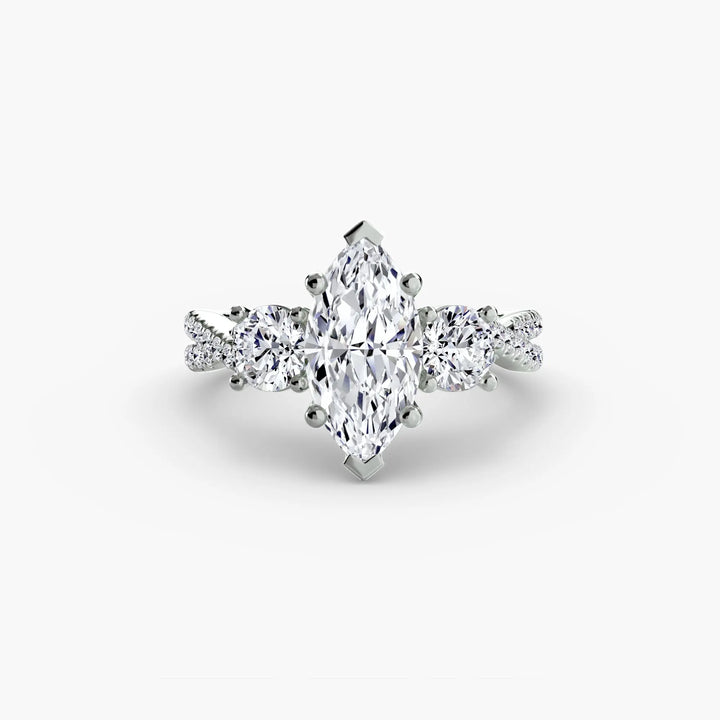 Three-Stone with Pavé Band 2 Roselle Jewelry