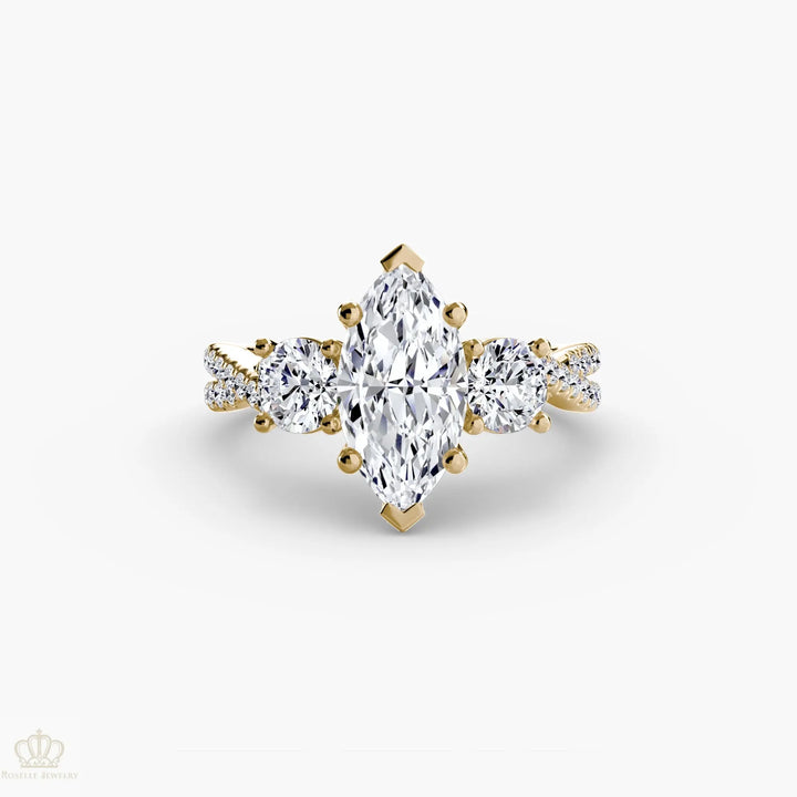 Three-Stone with Pavé Band 2 Roselle Jewelry