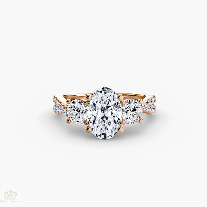 Three-Stone with Pavé Band 2 Roselle Jewelry