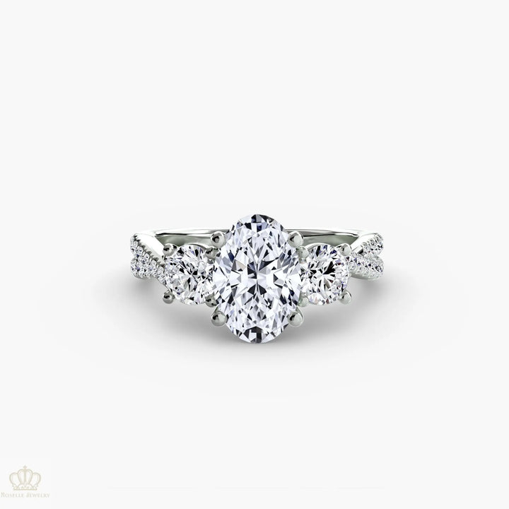 Three-Stone with Pavé Band 2 Roselle Jewelry