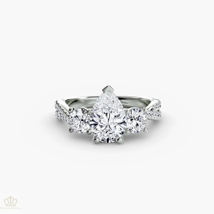 Three-Stone with Pavé Band 2 Roselle Jewelry