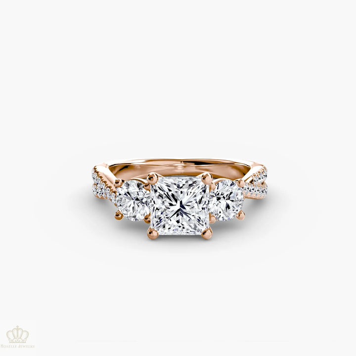 Three-Stone with Pavé Band 2 Roselle Jewelry