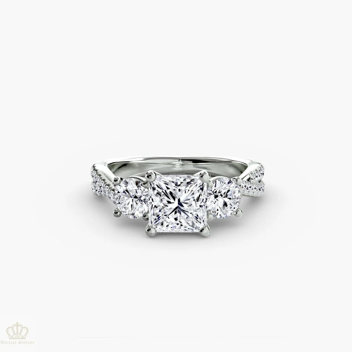 Three-Stone with Pavé Band 2 Roselle Jewelry