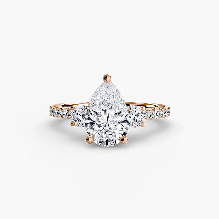 Three-Stone Ring with Pavé Band 5 Roselle Jewelry
