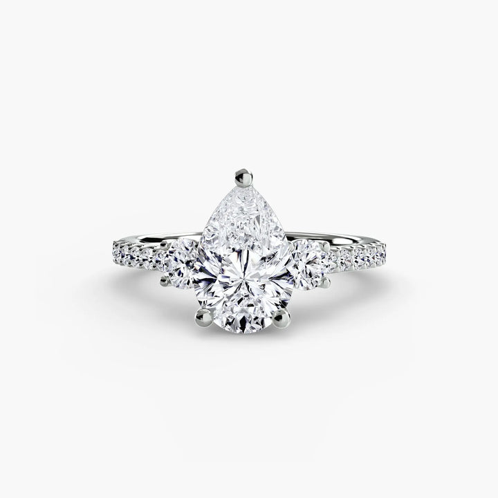 Three-Stone Ring with Pavé Band 5 Roselle Jewelry