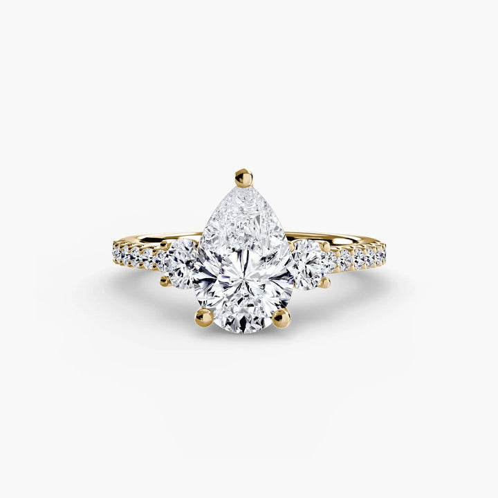 Three-Stone Ring with Pavé Band 5 Roselle Jewelry