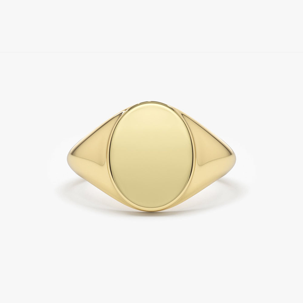 OBFJ1614 - 14K Gold Engravable Oval Signet Ring 1