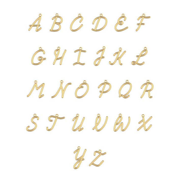 OBFJ1378 - 14k Plain Gold Script Initial Necklace 3