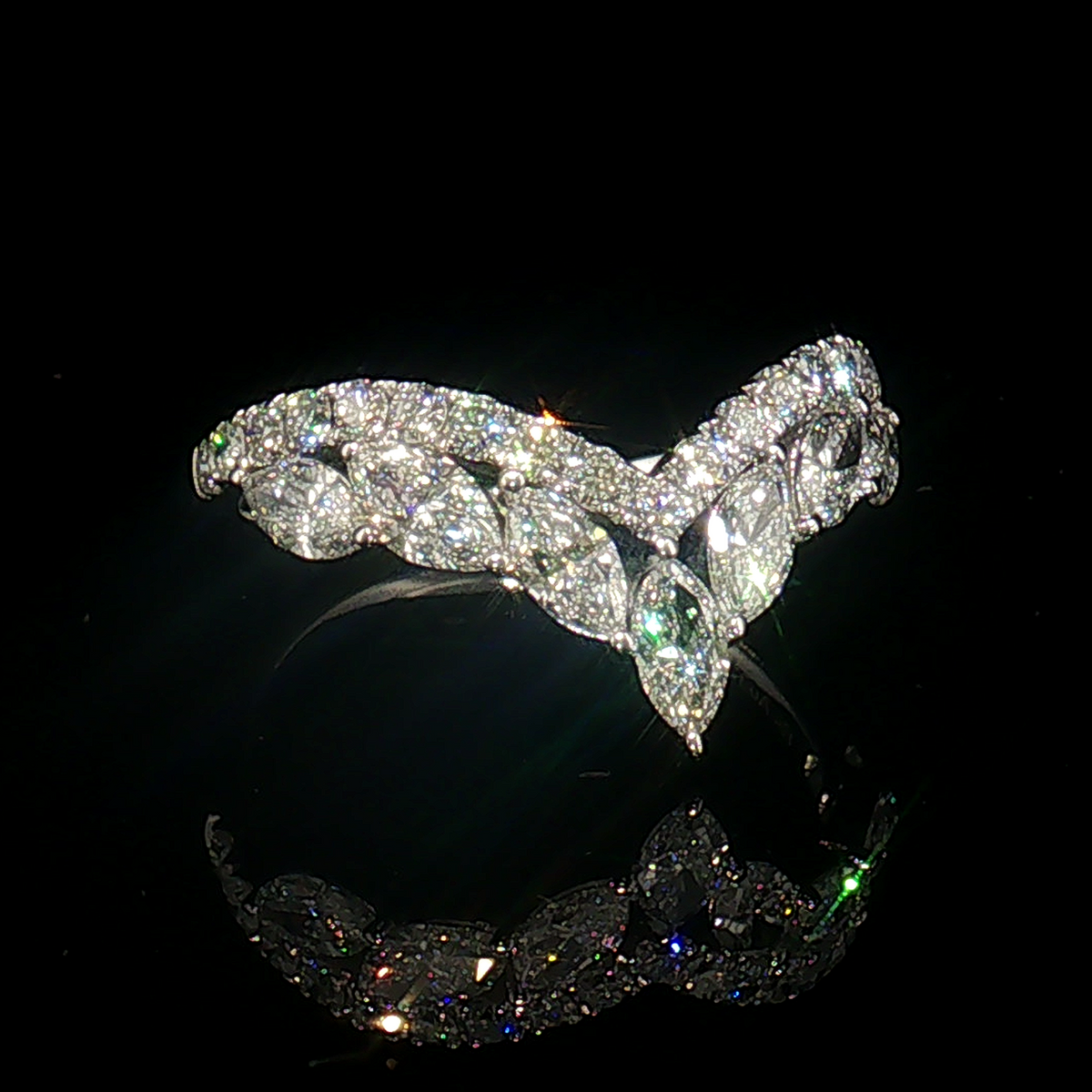 LBA0823 - Marquise & Round Diamond Chevron Wedding Band