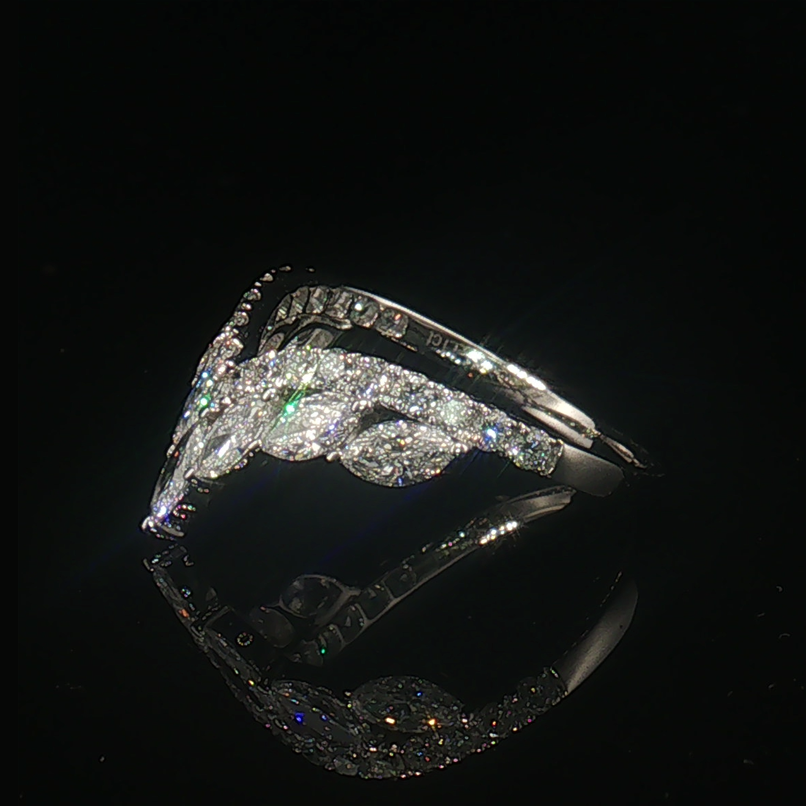 LBA0823 - Marquise & Round Diamond Chevron Wedding Band