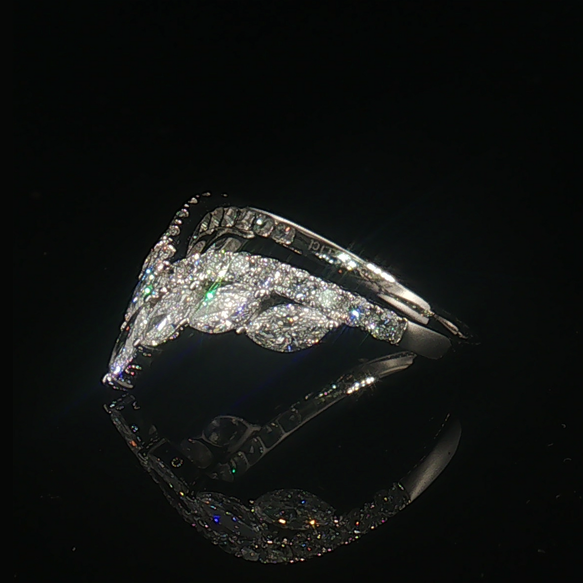 LBA0823 - Marquise & Round Diamond Chevron Wedding Band